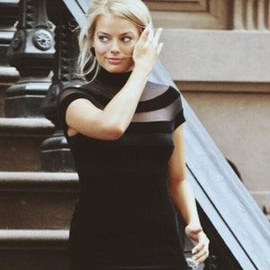 Vintage Margot Robbie Wolf of Wall Street Black Velvet and Sheer Stripe Dress Etsy India