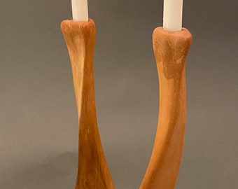 Pair of Elsa Peretti for Tiffany and Company Bone Candlesticks in rare Terracotta Made in Italy