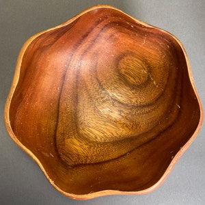 Wavy Acacia Wood Bowl Handmade Vide Poche