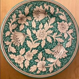 4 Vintage Italian Ceramiche Favaroni Carlo Deruta Grazia Deruta Plates Dishes Teal Green