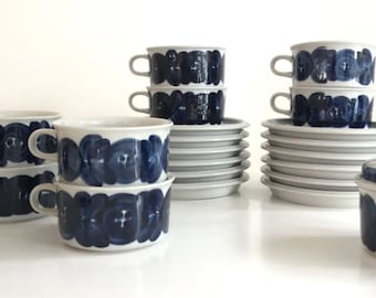 Ulla Procope for Arabia of Finland Anemone Blue Dish Set- Cups and