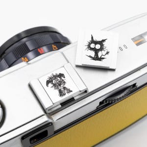 Custom Silver Children Animal Cat Dog Drawing Hot Shoe Cover, Unique Camera, Gift for Photographer, Customizable Camera Accessories