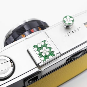 Custom Green Sakura Hot Shoe Cover, Camera Shutter Button, Unique Camera, Gift for Photographer, Customizable Camera Accessories