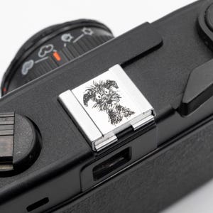 Custom Silver Children Dog Drawing Hot Shoe Cover, Unique Camera, Gift for Photographer, Customizable Camera Accessories