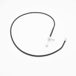 May include: A black cable with a silver metal connector at one end and a small black tip at the other end.