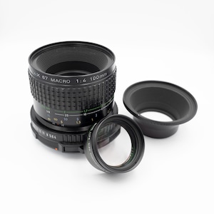 Pentax Macro 100mm f/4 MF Fixed/Prime Lens For Pentax 6X7 Series Vintage Retro Film Photography Analog Lens + Pentax SMC Life-Size Converter