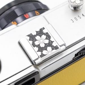 Custom Black Sakura Hot Shoe Cover, Camera Shutter Button, Unique Camera, Gift for Photographer, Customizable Camera Accessories