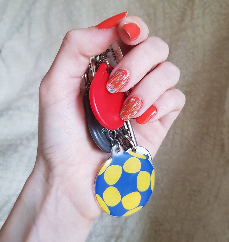 Korfball Keyring Hand Painted Plastic Keychain
