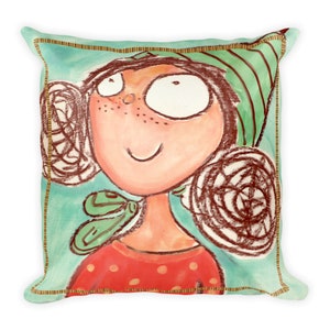 Colorful throw pillow, perfect playful accent in kids&#39; rooms. Great colorful home decor!