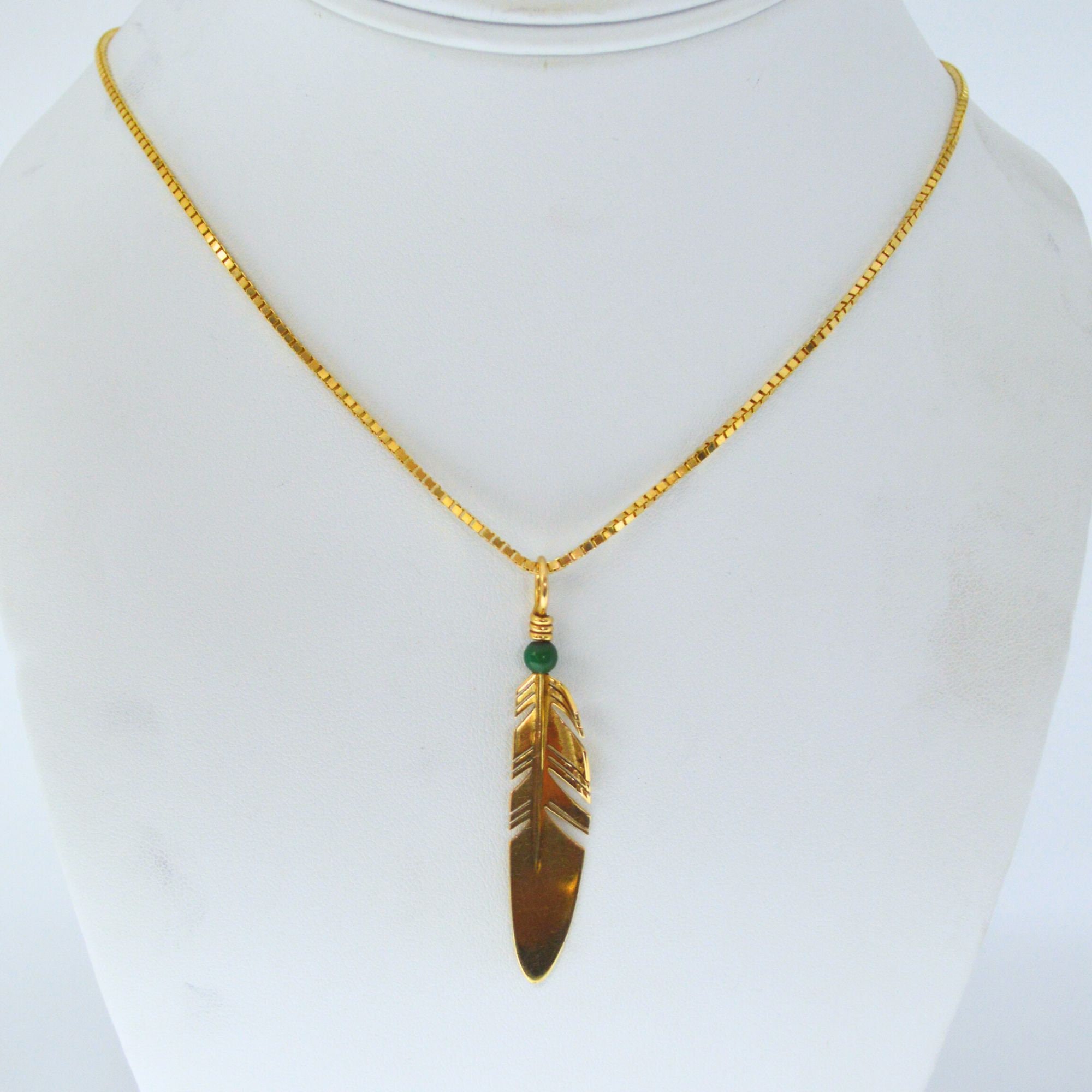 Ray Tracey 14kt Yellow Gold Feather Pendant