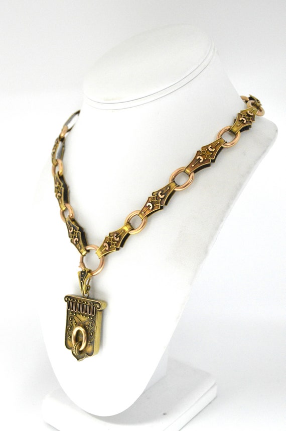 Victorian Era Gold Filled Mourning Locket And Neck