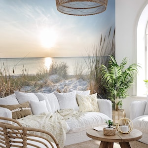 Sunset wall mural / beach view / North Sea / beach vacation