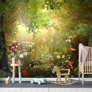 Magic forest wall mural / Fairy wall mural / enchanting woodland / children’s wallpaper / nursery