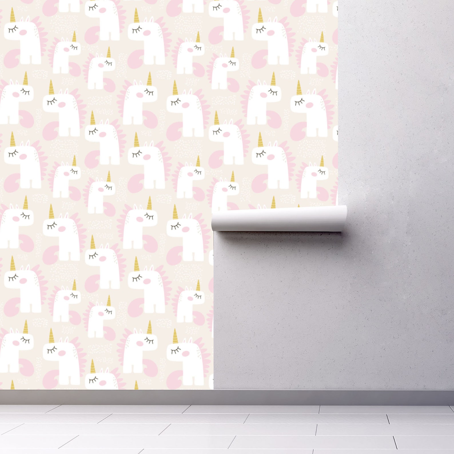 Einhorn Tapete / Kinderzimmer / Kindertapete / Pastell