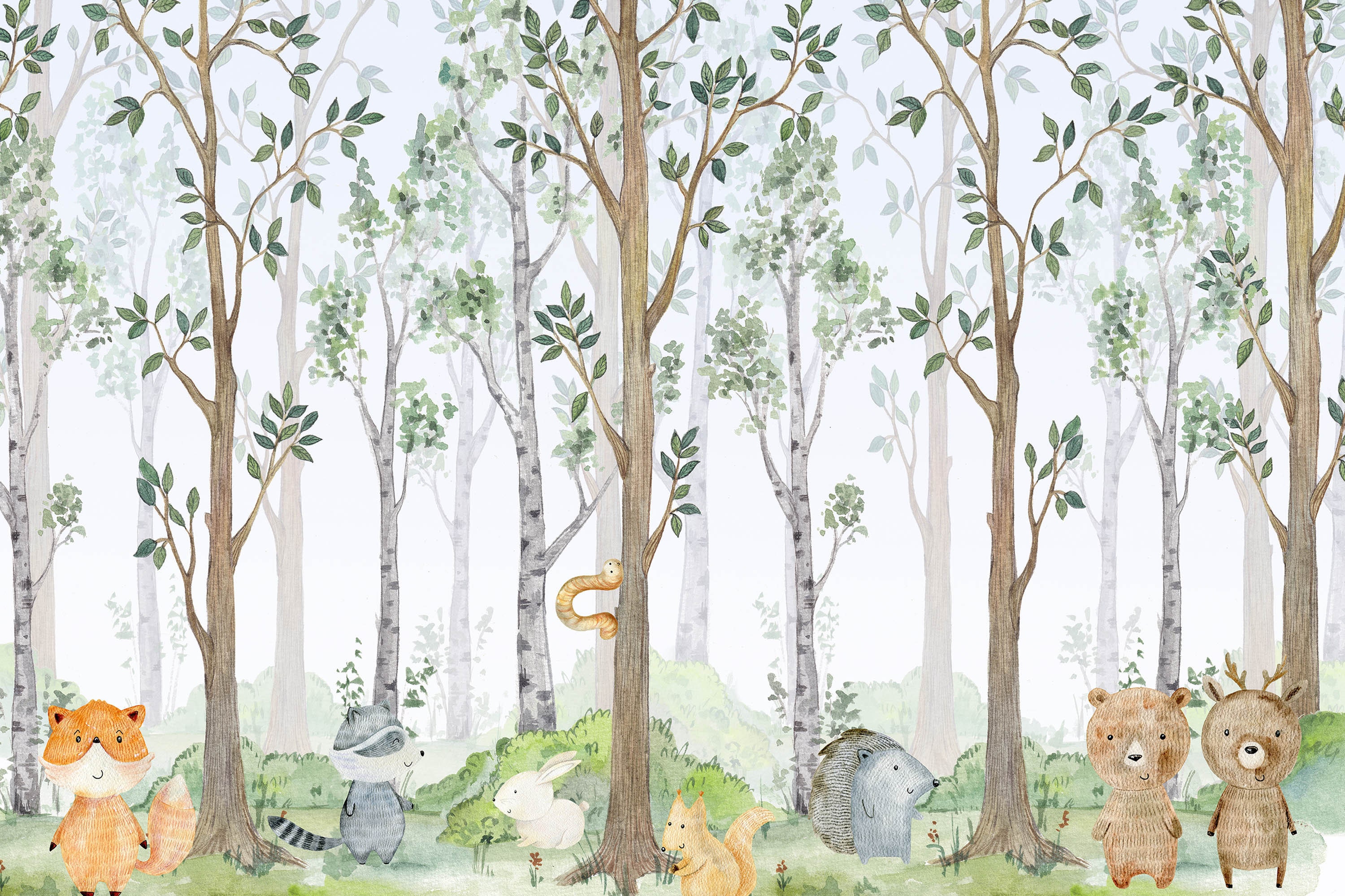 Waldtiere Wandbild / Feenwald / Aquarell Illustration / - Etsy.de