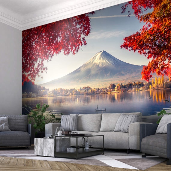 Mount Fuji Wall Mural / Oriental Style Wallpaper / Kawaguchiko - Etsy UK Mount Fuji Wall Mural / Oriental Style Wallpaper / Kawaguchiko - Etsy UK