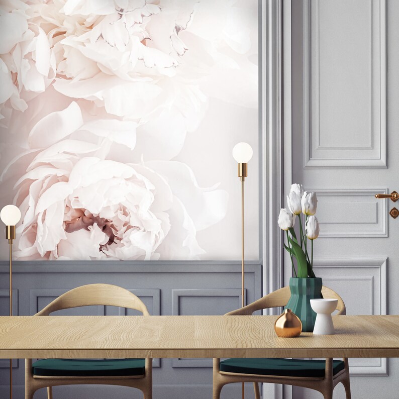 Pastel Peonies Wall Mural / Blooming Beauty / Pink Flowers - Etsy