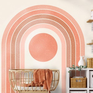 Murale arcobaleno / illustrazione astratta / carta da parati per bambini / colori terracotta