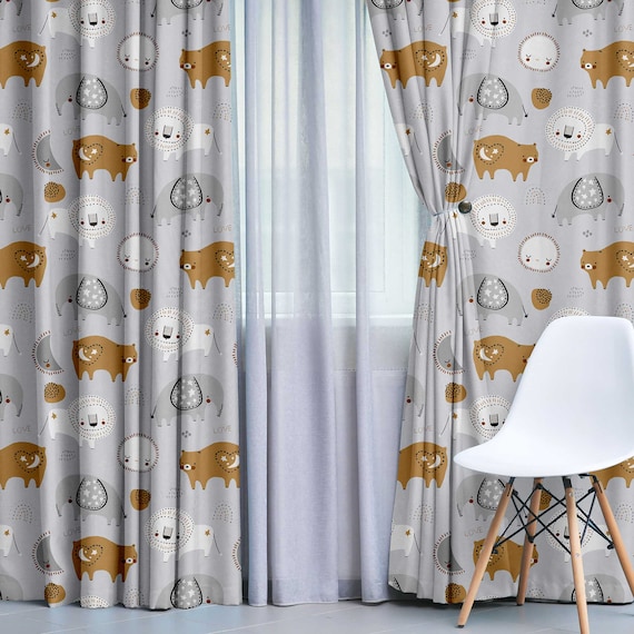 Cortinas para niños / Estilo escandinavo / Animales del bosque