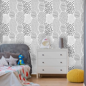 Modern abstract pattern wallpaper/ trendy design/ black and white color