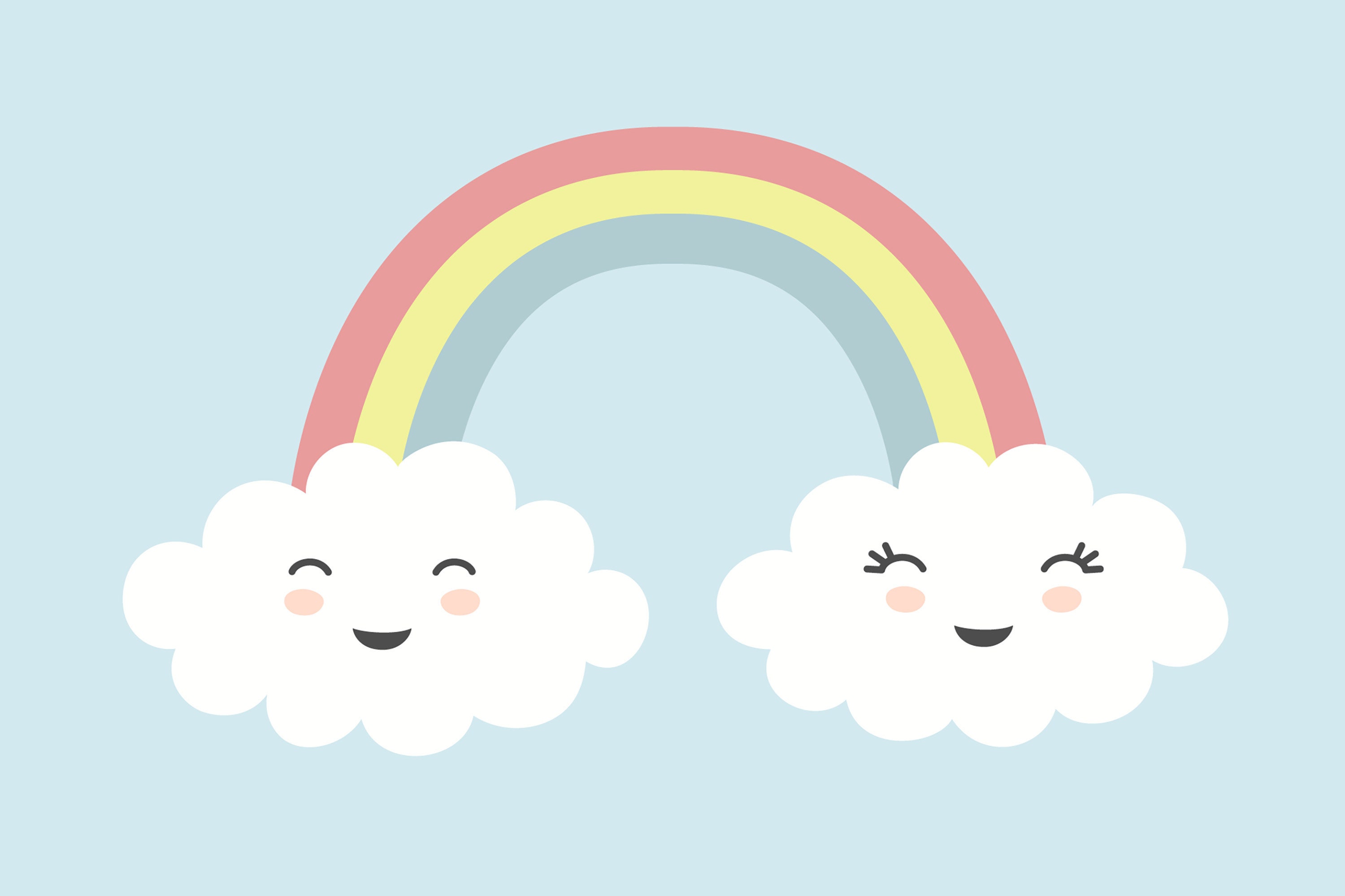 虹の壁紙 ピンクの雲 空 女の子の赤ちゃんの壁の装飾 写真の壁紙
