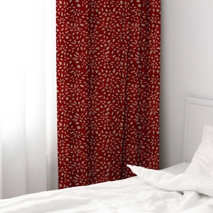 Floral Curtains / Red Pattern / Vintage Design / Bedroom Curtains ...