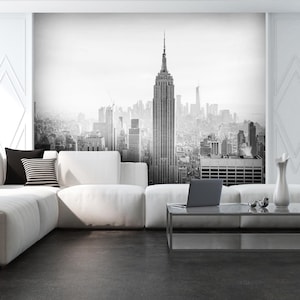 Empire State Building Wandbild / New York City Skyline / Wolkenkratzer / schwarz-weiß / Stadtfotografie