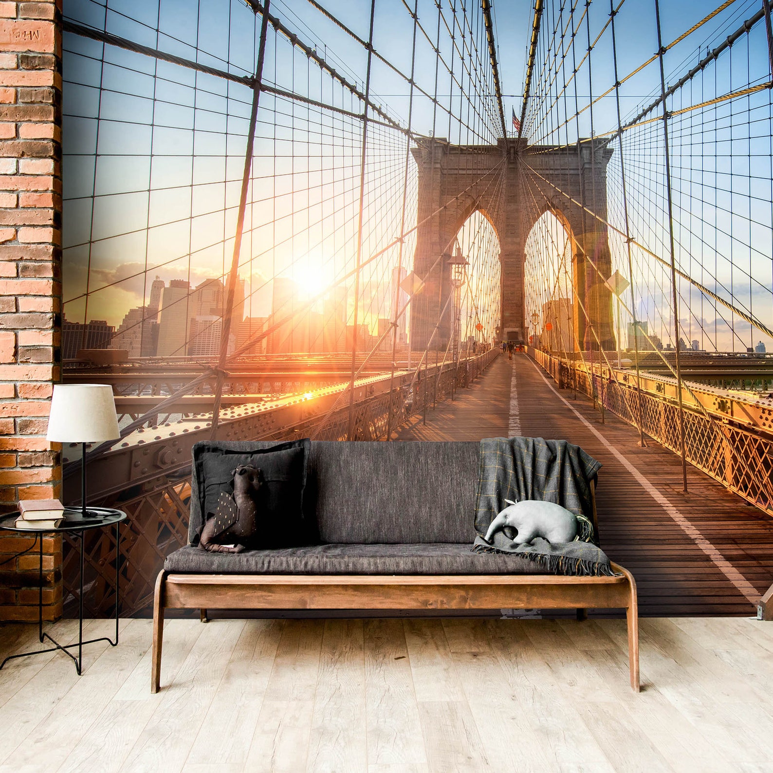 Brooklyn Bridge Wall Mural / New York City / Skyline at Dusk / Etsy