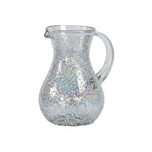 MG088 - 84oz Round Pitcher, White Pebble - Hand Blown Recycled Glass From Mexico