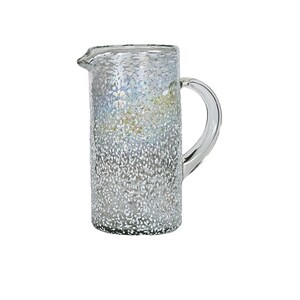 MG089 - 100oz Straight Pitcher, White Pebble - Hand Blown Recycled Glass From Mexico