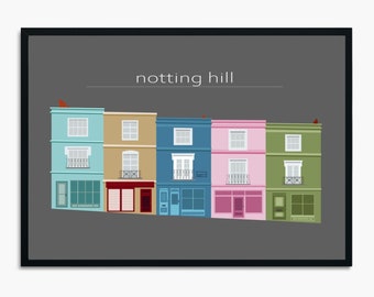Notting Hill Art Print | English Architecture Wall Art | London City Buildings Home Decor  | Instant Download Print