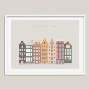 Amsterdam Art Print | Dutch Houses Wall Art | Netherland City Buildings Home Decor | Nursery Print | Kids Room Art | Instant Download Print