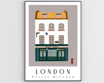 London Tavern Wall Art, Digital British Print, Downloadable English Pub Art, Pub Print, Architectural Print, Vintage Print, Travelling Art
