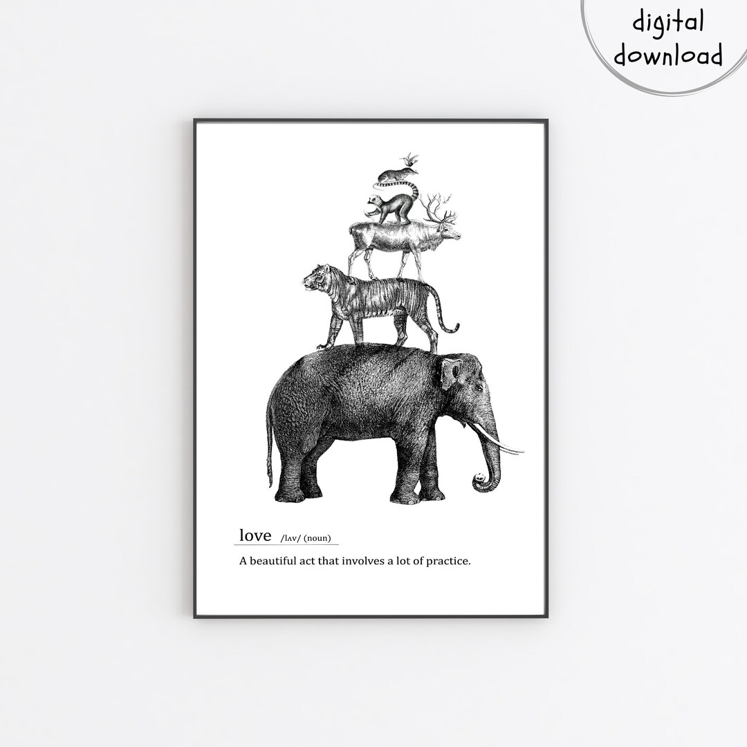 Quirky Vintage Animal Wall Art Love Dictionary Definition Etsy