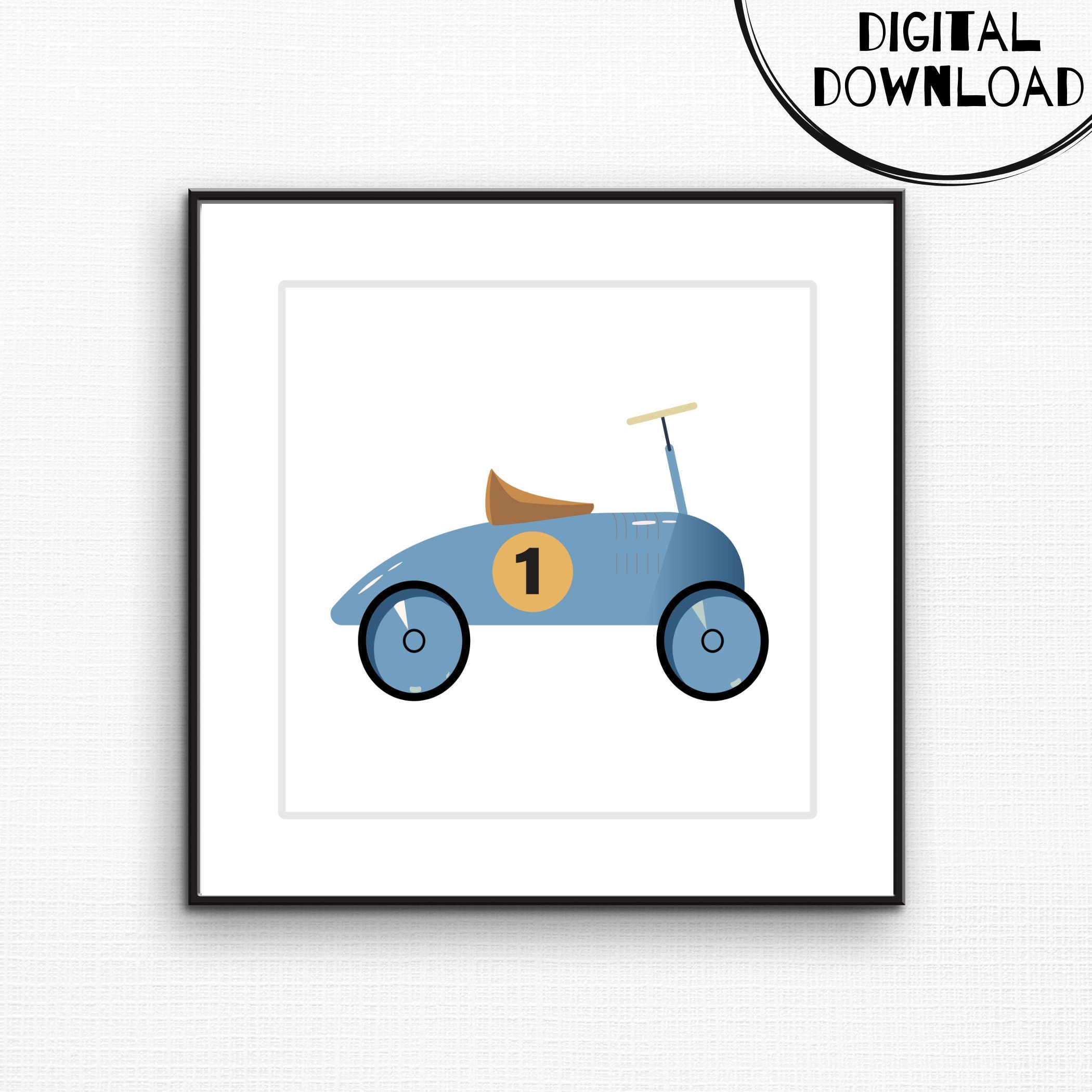 Blue Toy Car Wall Art Vintage Classic Toy Wall Decor | Etsy