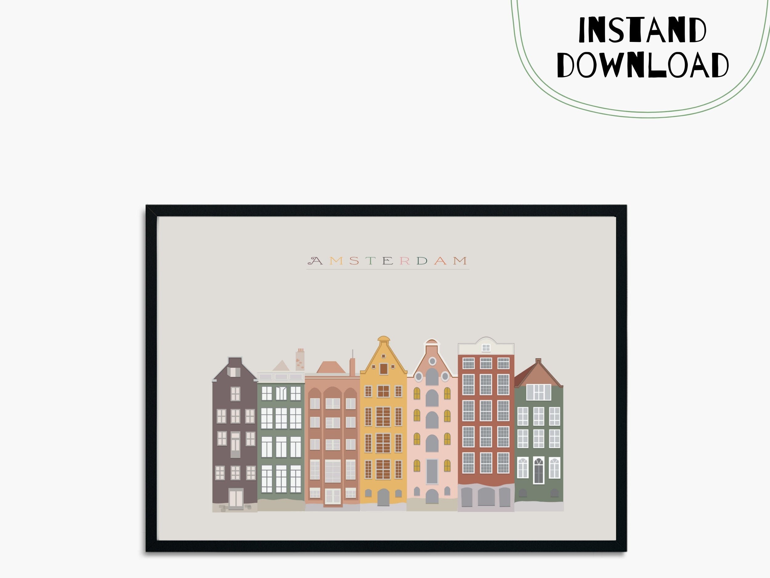 Amsterdam Art Print | Dutch Houses Wall Art | Netherland City Buildings ...