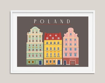 Poland Wall Art, Travel Poster, Polish Architecture, Nursery Children&#39;s Room Digital Print, Tourism Art, Krakow Home Decor