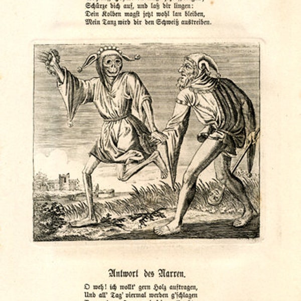 Matthäus Merian Der tod zun narre Todtentanz series (Danse de la mort). Original 1744