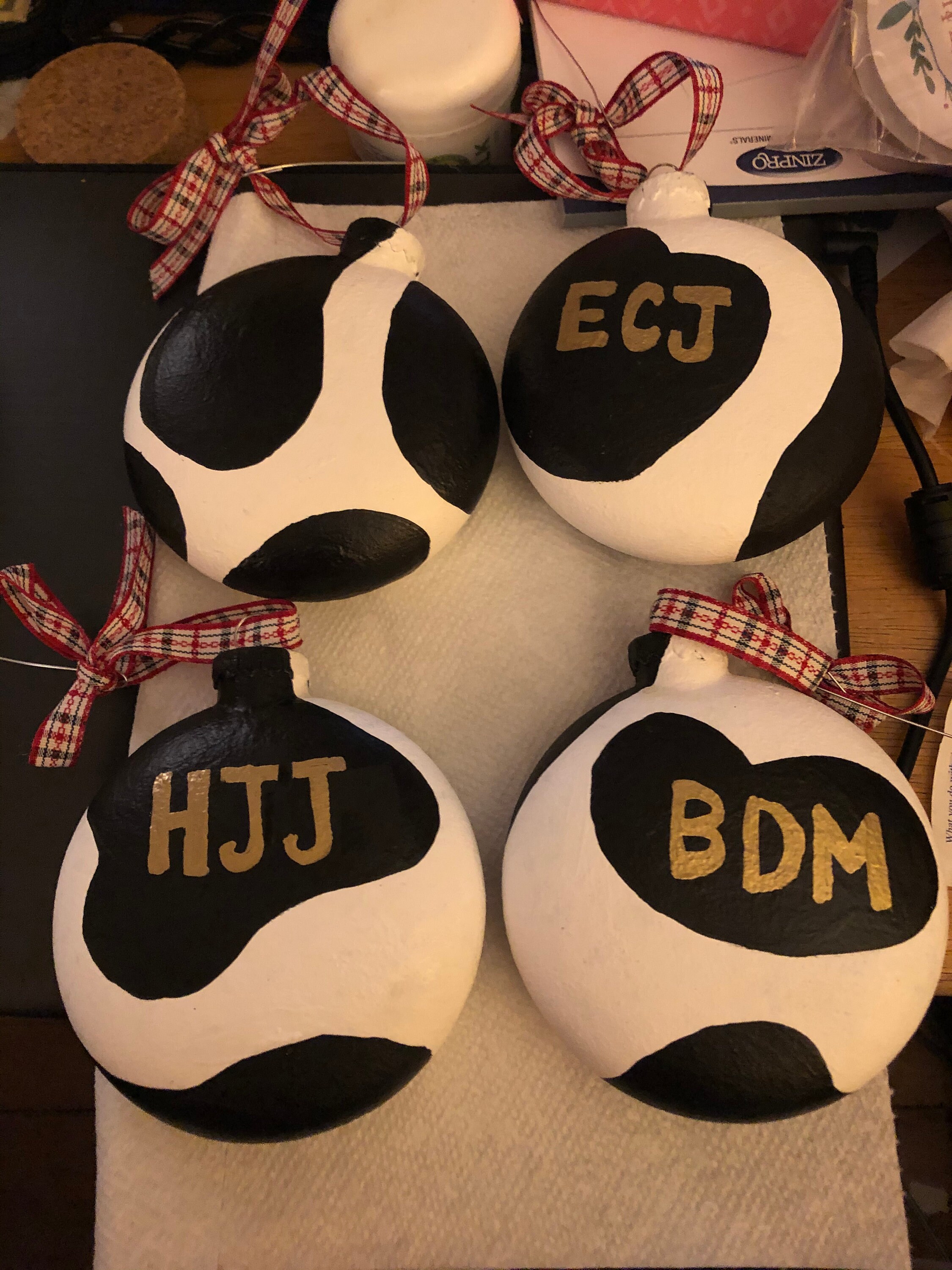 Cow Print Ornaments large Disc Etsy