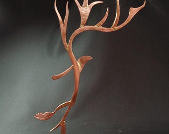 Hand Forged Copper Jewelry Tree, Fairy Mythology Display Stand