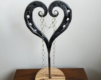 Horseshoe heart jewellery Tree, Heart stand for jewellery made from recycled horseshoes, Rustic Handmade Jewellery trees from Horseshoes