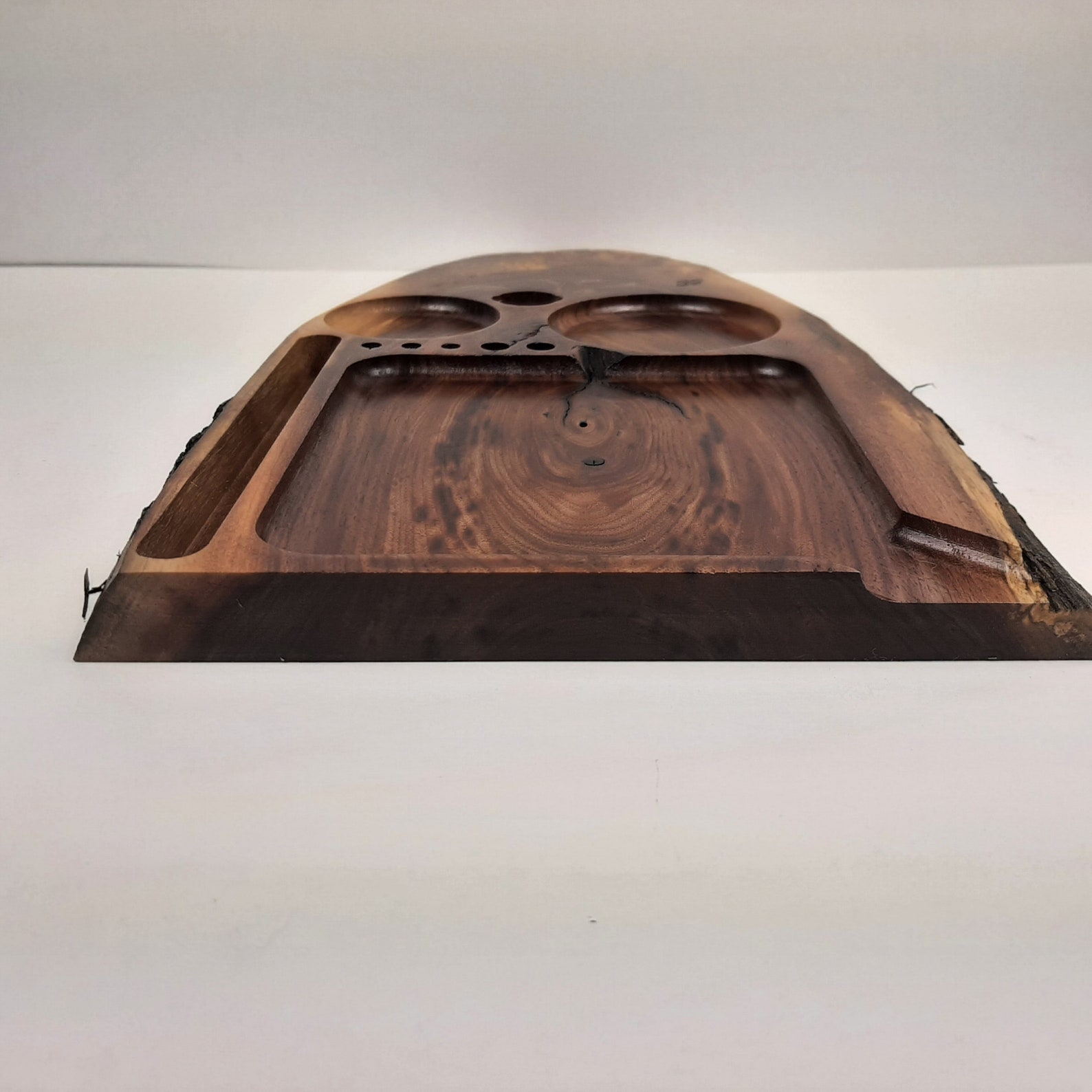 Large Live Edge Walnut Wood Rolling Tray w/ Phone or Tablet Etsy