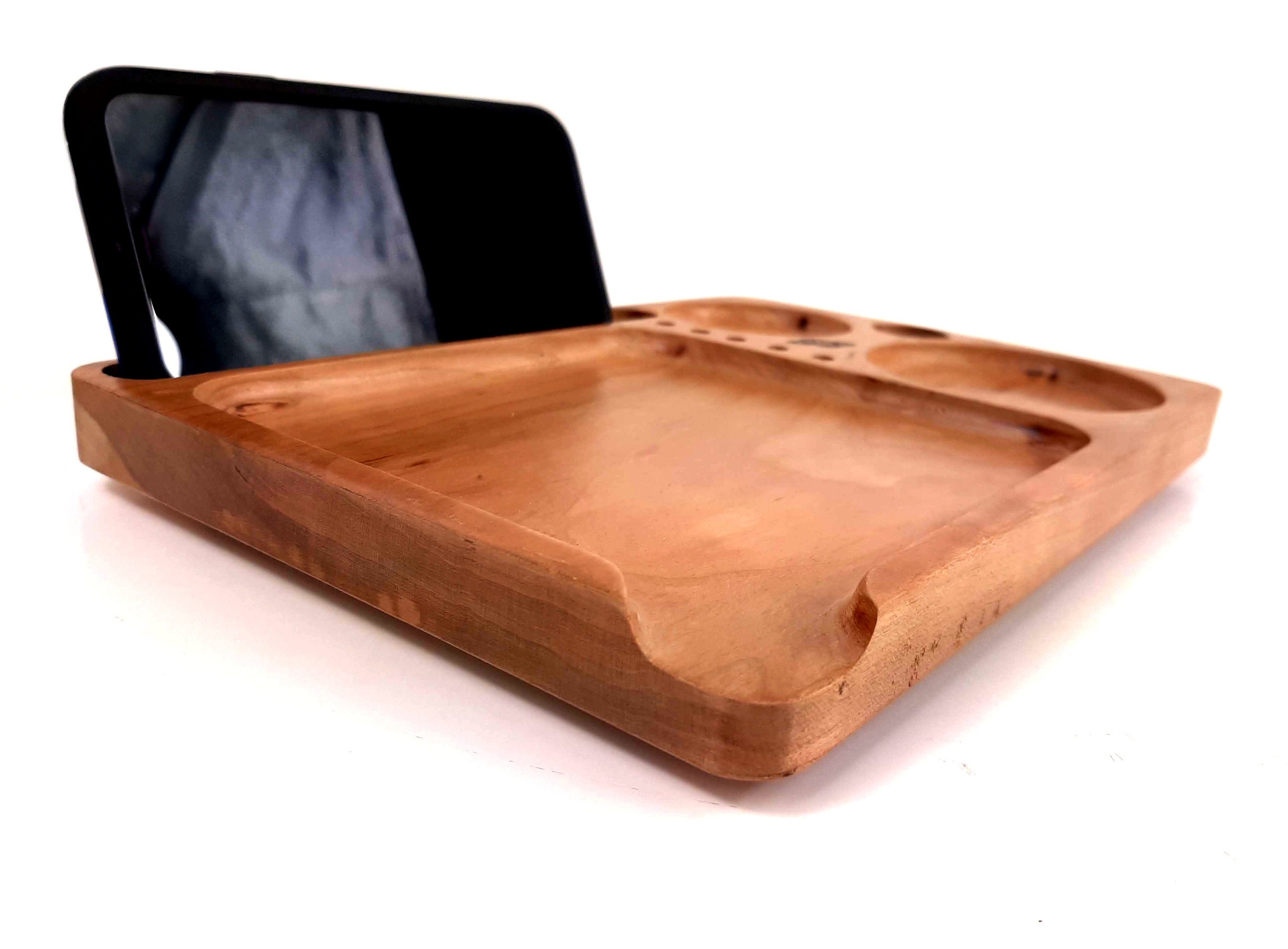 Wood Rolling Tray with Phone or Tablet Stand Lighter Holders Etsy