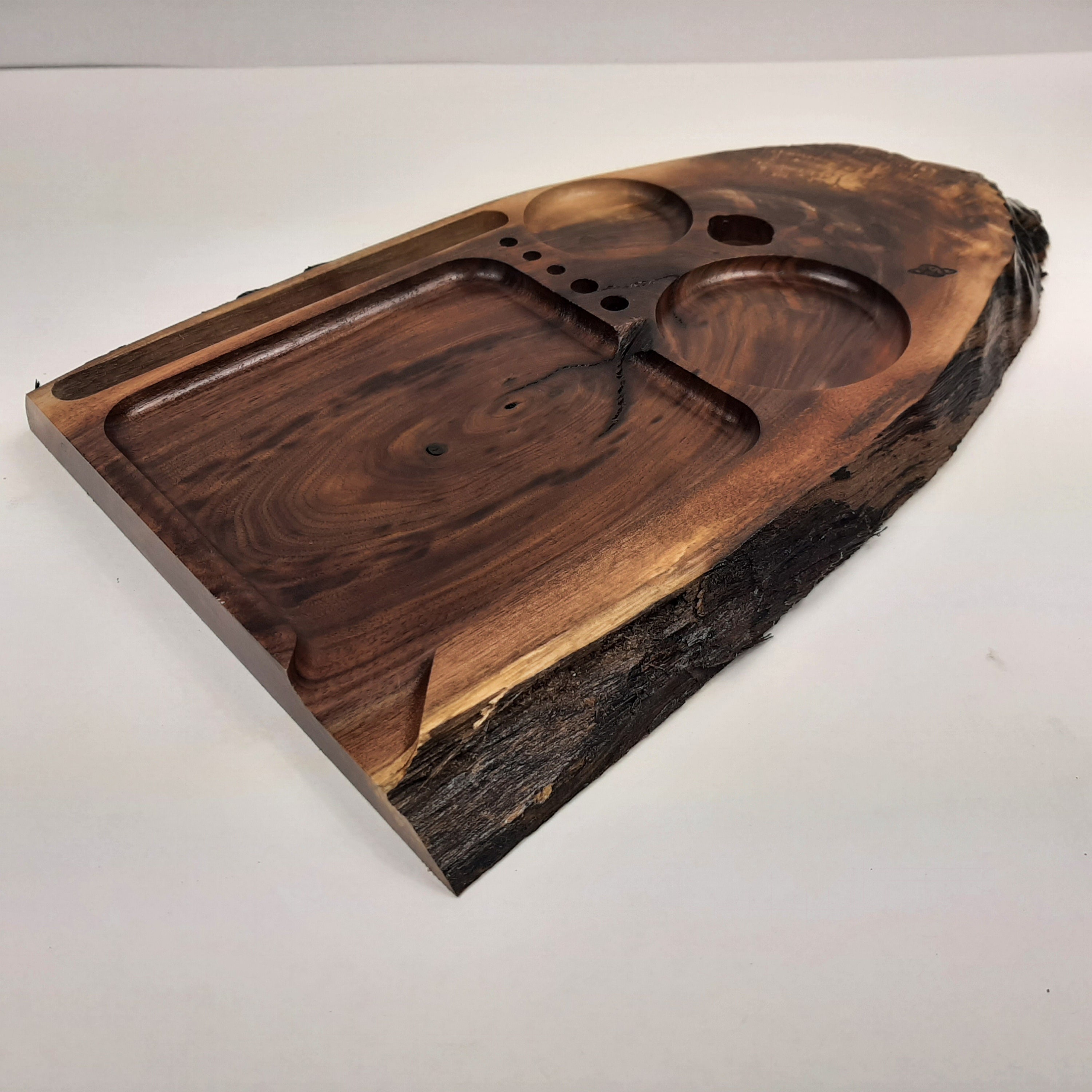 Large Live Edge Walnut Wood Rolling Tray w/ Phone or Tablet Etsy