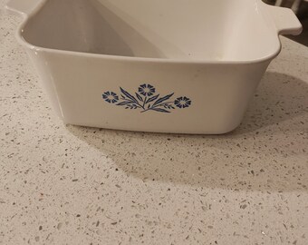 vintage blue cornflower corning ware glass baking loaf pan