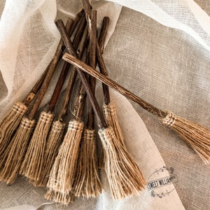5.5” Mini Twig and Twine Broomsticks, Halloween Tiered Tray Decor, Vintage Style, Witch Tiered Tray, Rustic Halloween Decor