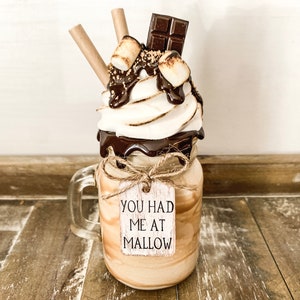S’mores Faux Milkshake, You Had Me At Mallow, S’mores Tiered Tray, Faux Food Decor