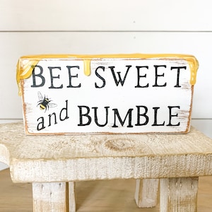 Honey Bee Tiered Tray Decor / Bee Sweet and Bumble Wood Sign / Tiered Tray Decor
