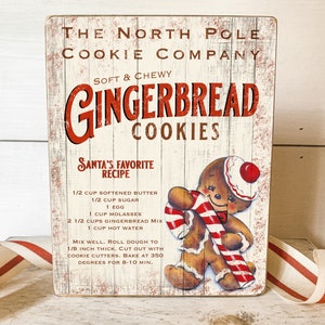Gingerbread Cookies Recipe Wood Sign, The North Pole Cookie Company, Vintage Gingerbread, Hot Cocoa Bar, Tiered Tray Decor