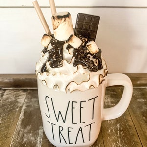 S’mores Rae Dunn Mug Topper, Toasted Marshmallow Crushed Graham Cracker, S’mores Tiered Tray, Faux Food Decor